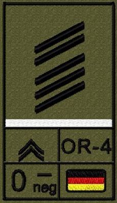 Bundeswehr Rangabzeichen Klett, Weiße Litze, Blutgruppe, Oberstabsgefreiter