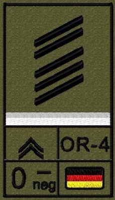 Bundeswehr Rangabzeichen Klett, Weiße Litze, Blutgruppe, Oberstabsgefreiter OA