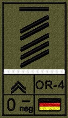 Bundeswehr Rangabzeichen Klett, Weiße Litze, Blutgruppe, Oberstabsgefreiter UA