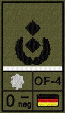 Bundeswehr Rangabzeichen Klett, Weiße Litze, Blutgruppe, Oberstleutnant