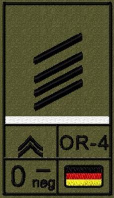 Bundeswehr Rangabzeichen Klett, Weiße Litze, Blutgruppe, Stabsgefreiter