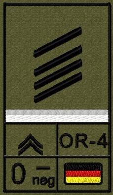 Bundeswehr Rangabzeichen Klett, Weiße Litze, Blutgruppe, Stabsgefreiter OA