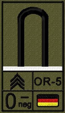 Bundeswehr Rangabzeichen Klett, Weiße Litze, Blutgruppe, Unteroffizier