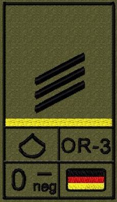 Bundeswehr Rangabzeichen Klett, Zitronengelbe Litze, Blutgruppe, Hauptgefreiter