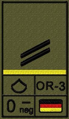 Bundeswehr Rangabzeichen Klett, Zitronengelbe Litze, Blutgruppe, Obergefreiter