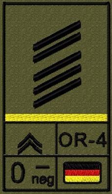 Bundeswehr Rangabzeichen Klett, Zitronengelbe Litze, Blutgruppe, Oberstabsgefreiter