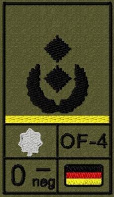 Bundeswehr Rangabzeichen Klett, Zitronengelbe Litze, Blutgruppe, Oberstleutnant