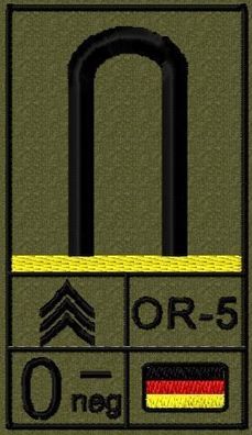 Bundeswehr Rangabzeichen Klett, Zitronengelbe Litze, Blutgruppe, Unteroffizier