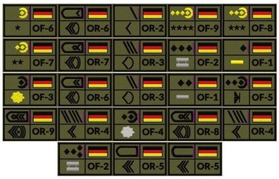 BW Rangabzeichen Quer, Heer, Bordeauxer Litze , NATO Rangcode, Oliv oder Sand