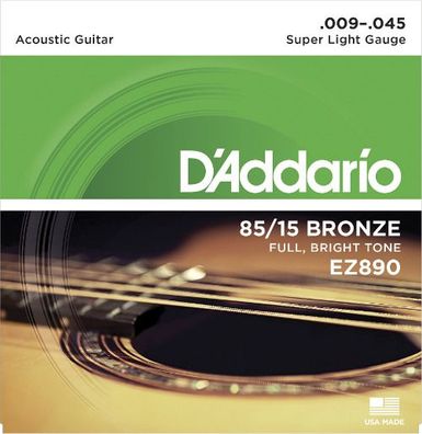 D'Addario EZ890 American Bronze - super light (009-045) - Saiten für Westerngitarre