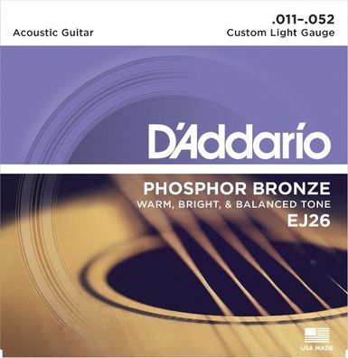 D'Addario EJ26 Phosphor Bronze - custom light (011-052) - Saiten für Westerngitarre
