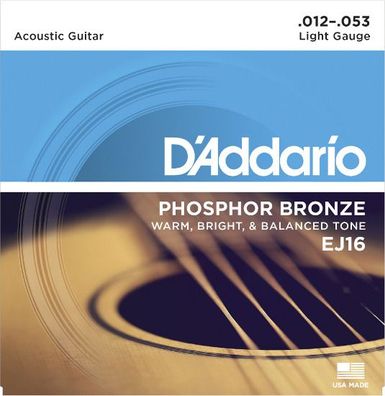 D'Addario EJ16 Phosphor Bronze - light (012-053) - Saiten für Westerngitarre