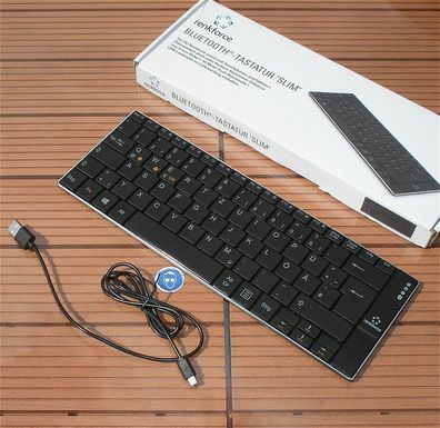 Tastatur Keyboard Funktastatur Akku Bluetooth Renkforce 1583219 4016139312170
