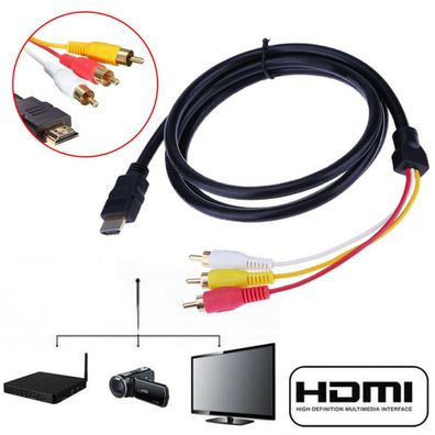 1.5M Hdmi Auf 3-Rca Av Kabel Scart Auf 3 Cinch S Audio Video Konnector Adapter