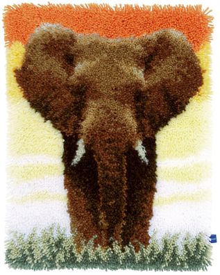 Vervaco PN-0150518 Knüpfteppich Elefant in der Savanne