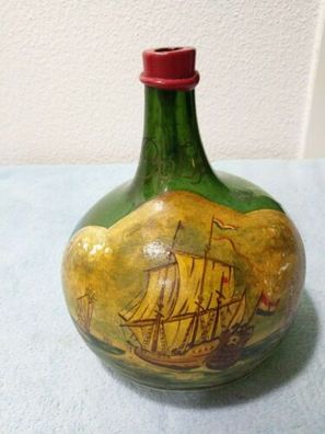 Grüne Flasche, dekorative Flasche mit Motiv (Krt 257)