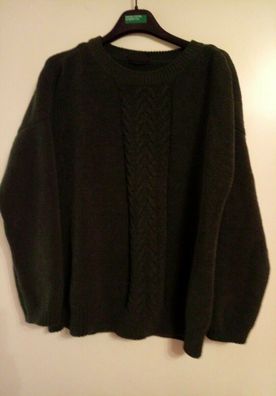 Pullover Damenpullover weich dunkelgrün Zopfmuster Janina Gr.42 (Krt 410)