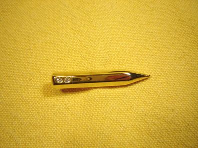 Vintage Brosche wie Bleistift goldfarben mit Straß ca 5 x 1 cm Z p