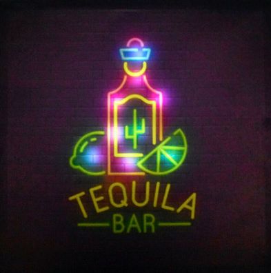 LED mit Beleuchtung Tequila Bar Leuchtbild Nostalgie Canvas Werbung Schild.
