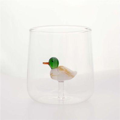 Trinkglas Ente Winkee Duck Glas 400ml Handgefertigt Mundgeblasen Enterich Erpel