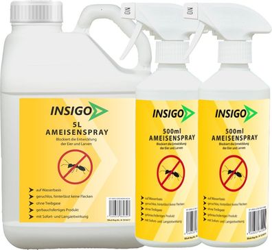 INSIGO 5L + 2x500ml Ameisenspray Ameisenmittel Ameisengift gegen Ameisen Bekämpfung