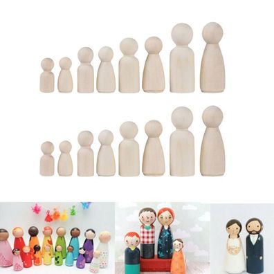 24 Pcs Familie Holzfigure Kegel Figurenkegel Spielfiguren Zum Bemalen Basteln