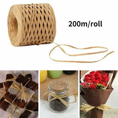 200 M Naturbast Papierband Diy Raffia Papierschnur Packschnur Fér Weben Gärtnern