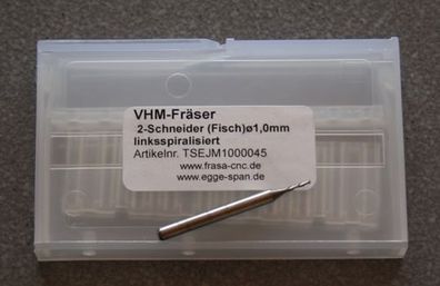 VHM-Fräser 2-Schneider (Stirn) Ø 1.00mm linksspiralisiert