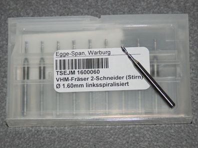 VHM-Fräser 2-Schneider (Stirn) Ø 1.60mm linksspiralisiert
