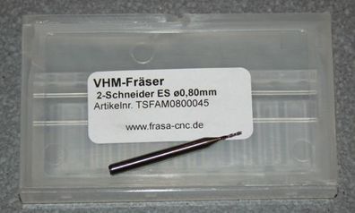 VHM-Fräser 2-Schneider ES Ø 0.80mm