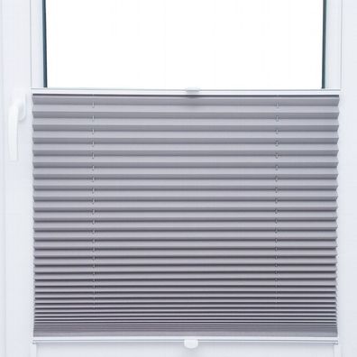 Thermo Black Out Plissee 55x100 cm hellgrau silber metallic 100% Verdunkelnd
