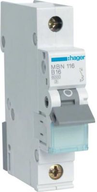 Hager MBN116 Leitungsschutzschalter 1-Polig, 6kA, B-Charakteristik, 16A, 1 M...
