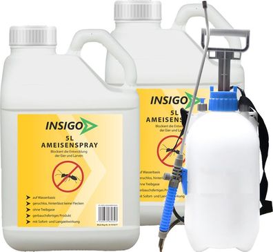 INSIGO 2x5L + 5L Sprüher Ameisenspray Ameisenmittel Ameisengift gegen Ameisen Abwehr