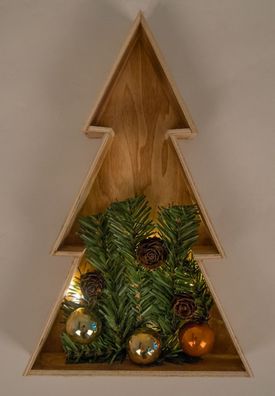 3D Holz-Weihnachtsbaum 28 cm Holztanne Weihnachten Leuchtbaum Tischdeko Echtholz