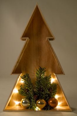 3D LED-Holz-Weihnachtsbaum 38cm Weihnachtsdeko Fensterbild Wanddeko Beleuchtung