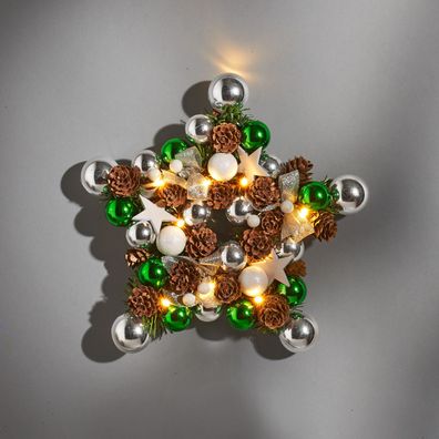 LED Weihnachts-Dekokranz Sternenform 28cm dekoriert Dekokranz Wanddeko Türdeko