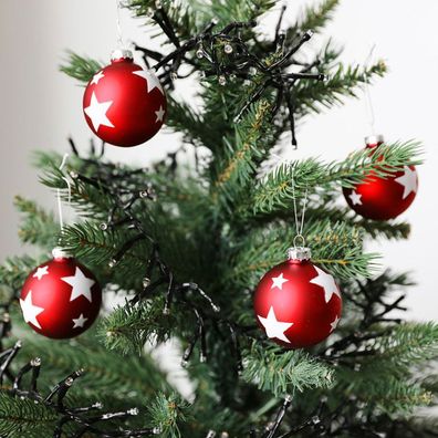 Glas-Weihnachtsbaumkugeln 4er-Set Christbaumkugeln Weihnachtsschmuck Deko 6cm