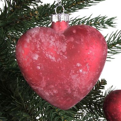Glas-Weihnachtsbaum-Anhänger 2 Stück Herz Stern Christbaumschmuck Adventsdeko