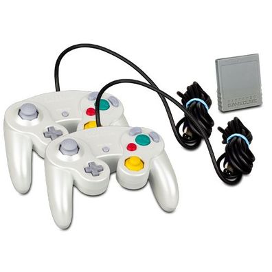 2 Original Nintendo Gamecube Controller WHITE / WEISS + ORIG. 4 MB MEMORY CARD