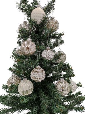 Glas-Weihnachtsbaumkugeln 12er-Set 6cm Christbaumschmuck Weihnachtsdeko Anhänger