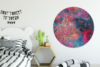 Runde Wandbilder - 140x140 cm - Marmor - Farbe - Gussformen (Gr. 140x140 cm)