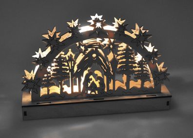 Holz-Schwibbogen 5 LEDs Lichterbogen Weihnachtsdeko Fensterdeko Adventsdeko
