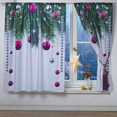 Vorhang Baumschmuck 140 x 140 cm Weihnachtsgardine Advent winterlich festlich
