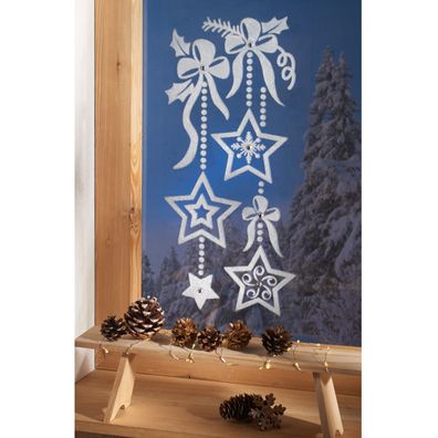 Fensterbild Sternenmotiv Weihnachtsdekoration Fensterdeko Winterdeko winterlich