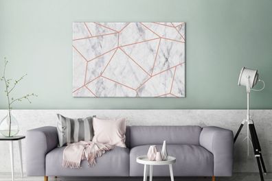 Leinwandbilder - 140x90 cm - Marmor - Roségold - Weiß (Gr. 140x90 cm)