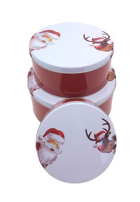 Weihnachtsdosen 3er-Set Plätzchendose Gebäckdose Keksdose Vorratsdosen Deko rund