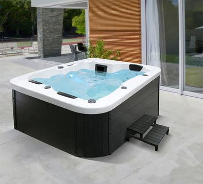 Luxus Outdoor Whirlpool Hot Tub mit Heizung Ozon schwarz weiss Pool f. 2-3 Personen