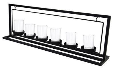 Kerzenhalter aus schwarzem Metall mit 6 Gläsern Teelichthalter Kerzenständer