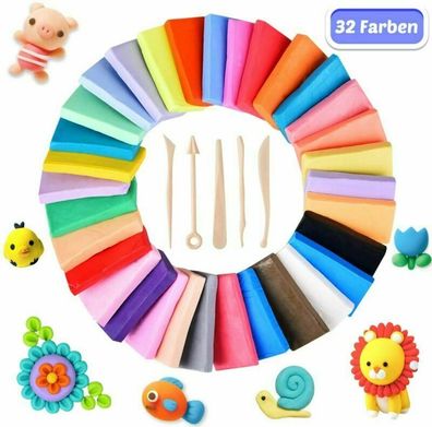 32 Soft Polymer Ton Ofen Clay Modelliermasse Knete Modellierung + 5 Tool