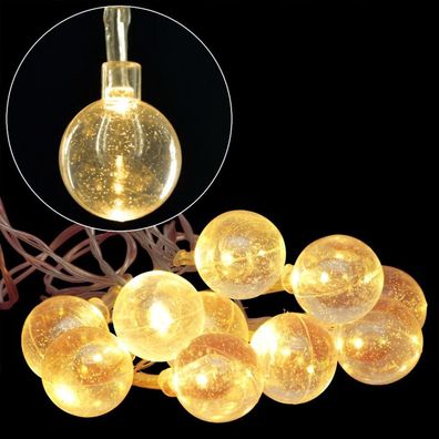 LED Lichterkette mit Glitzerkugeln Weihnachtsbeleuchtung warmweiß Weihnachten